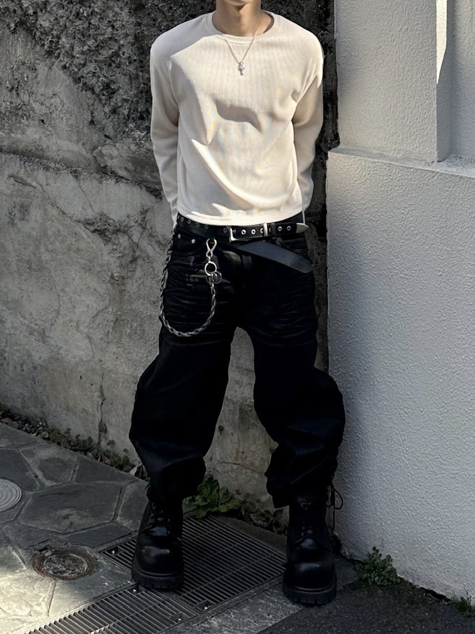 大阪店WEB限定受注制【Chikashitsu +】emboss coating denim pants / 【チカシツプラス】エンボスコーティングデニムパンツ