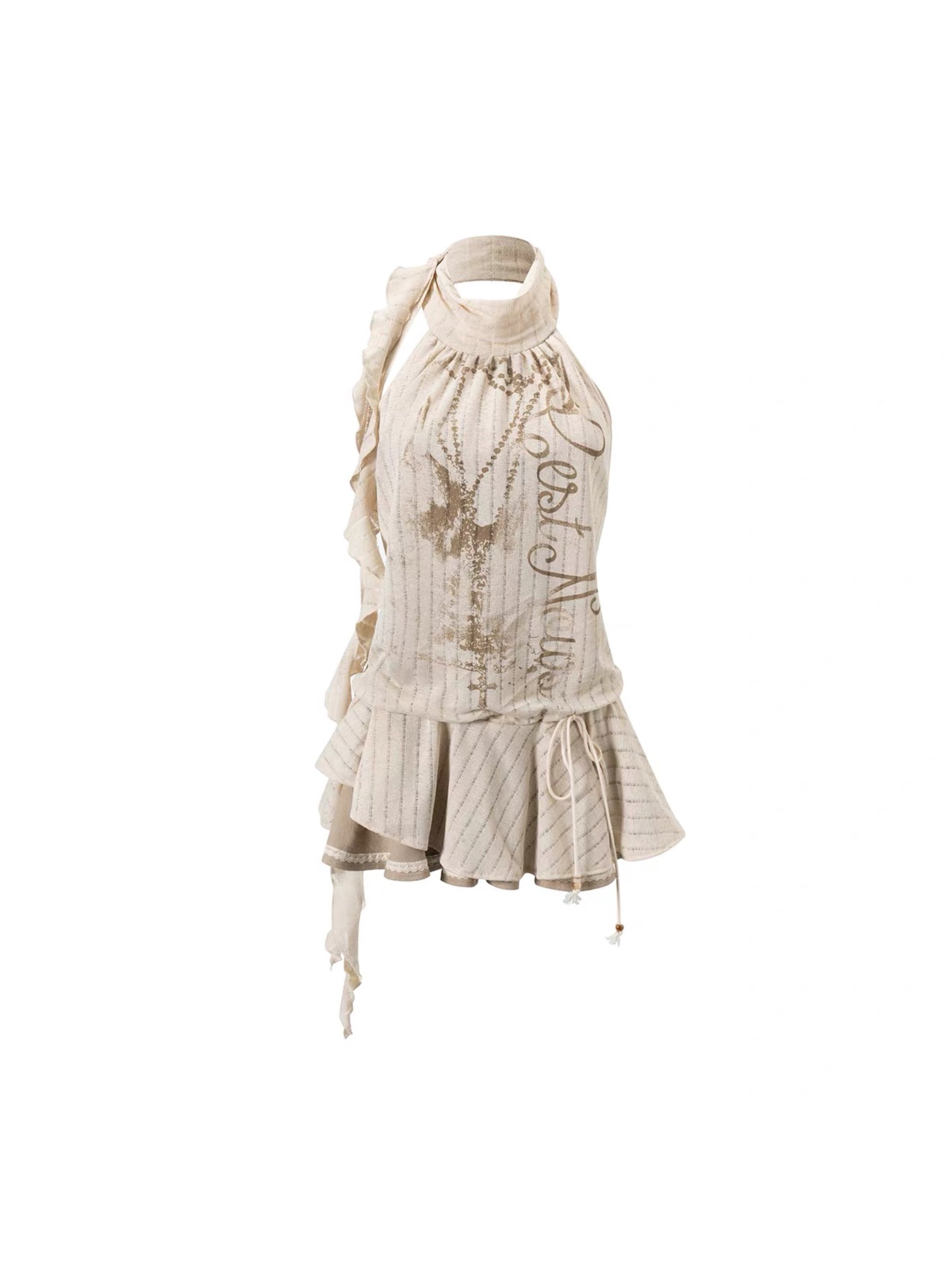 【Cest Nous】Halterneck printed camisole dress