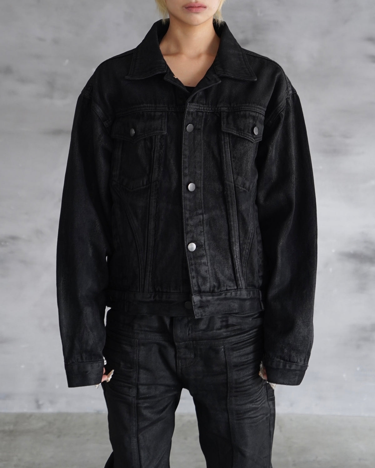 【CHIKASHITSU PLUS HIGH】Washed coating denim jacket