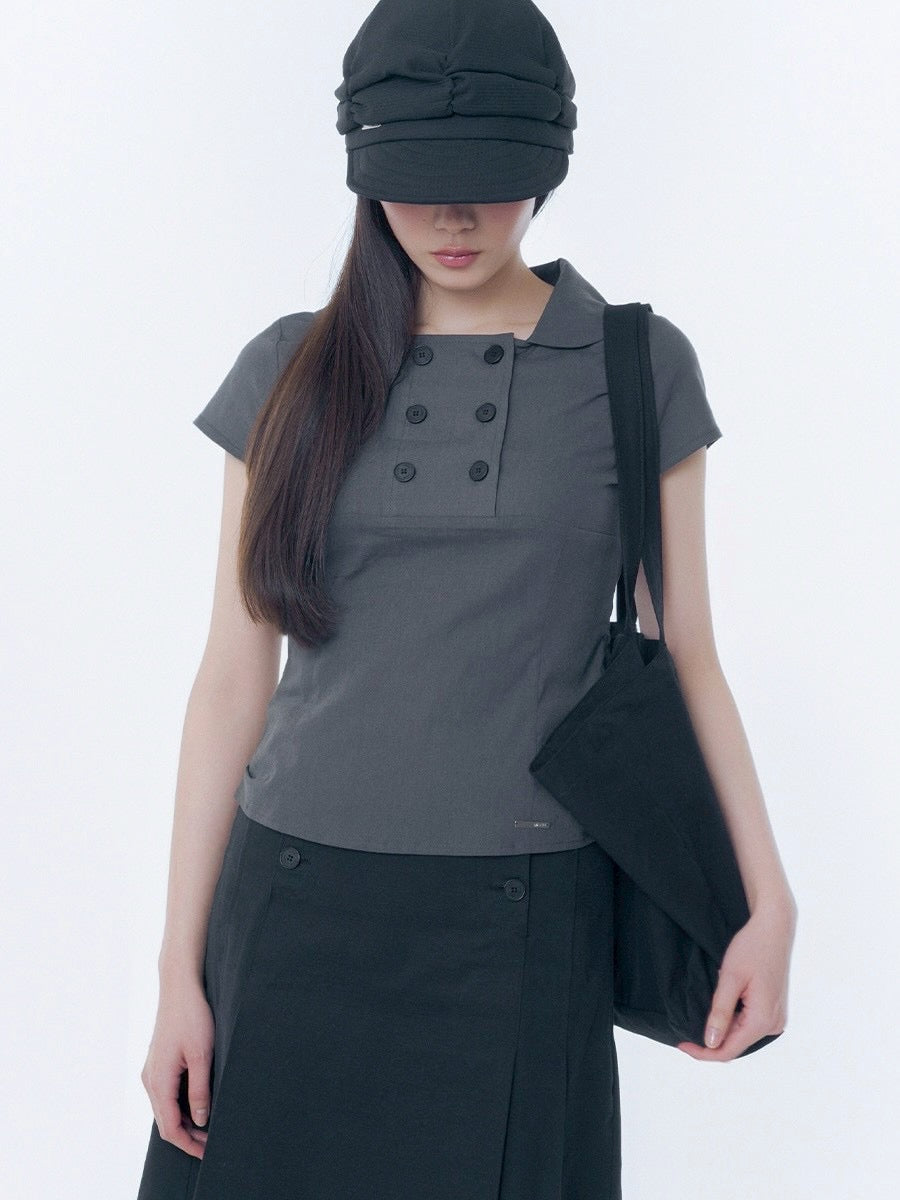 【Miseki seoul】Double button shirts top