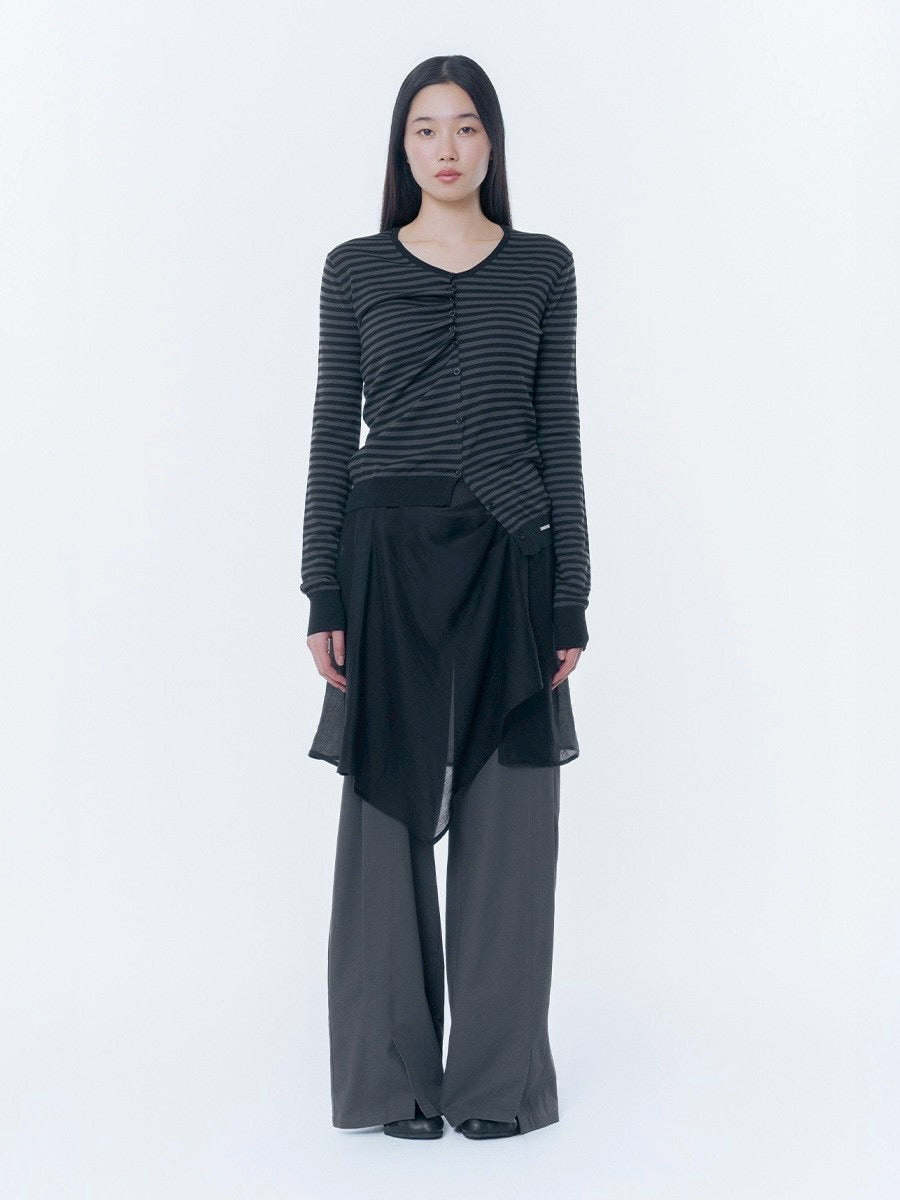 【Miseki seoul】Button layered wrap skirt