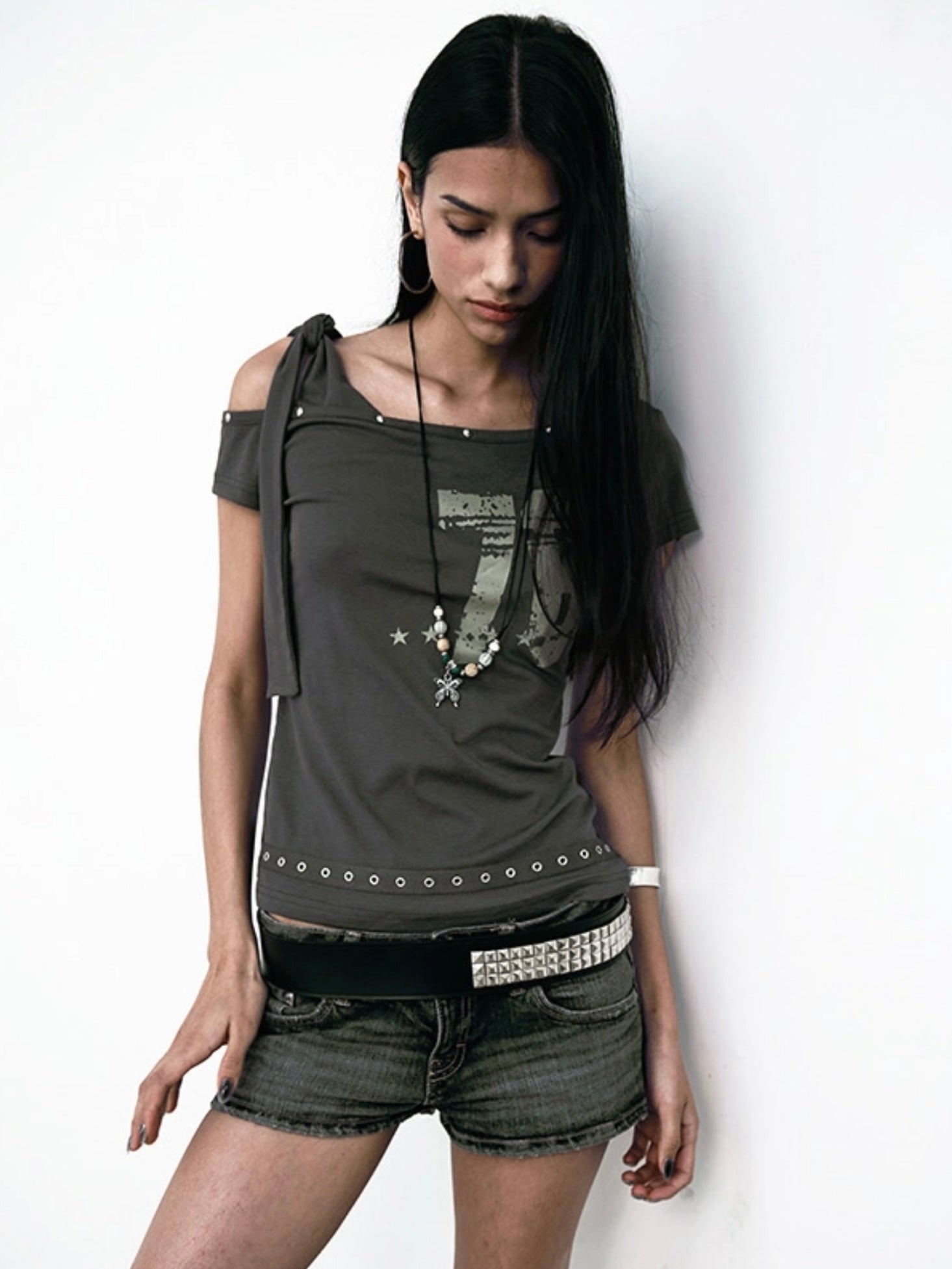 【NOT KNOWING】Tied One Shoulder 76 Top
