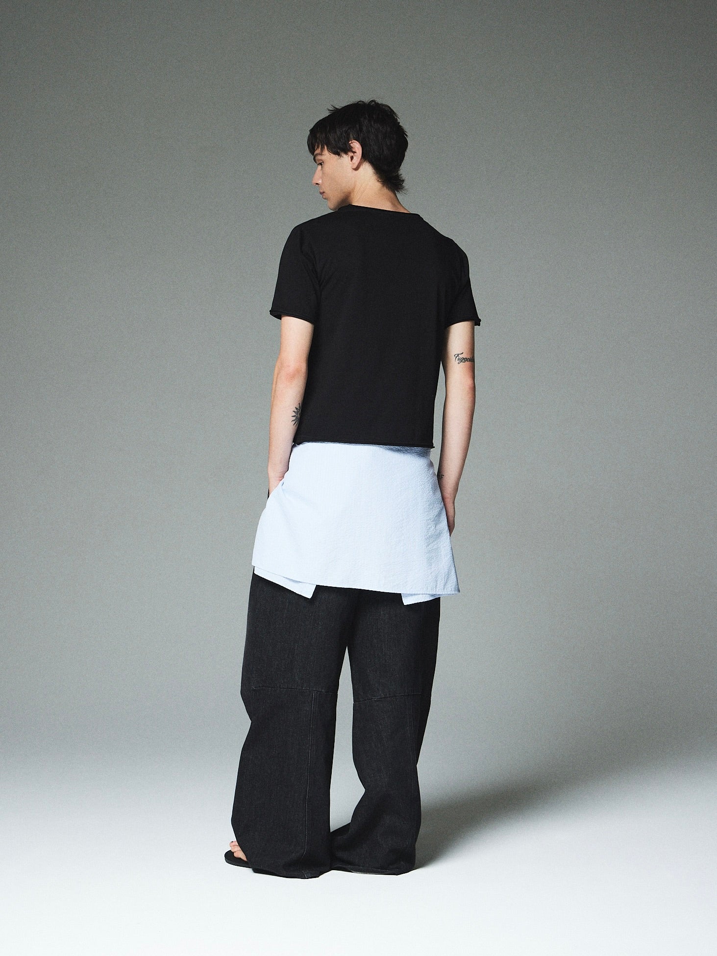 【CS】loose split cut denim pants