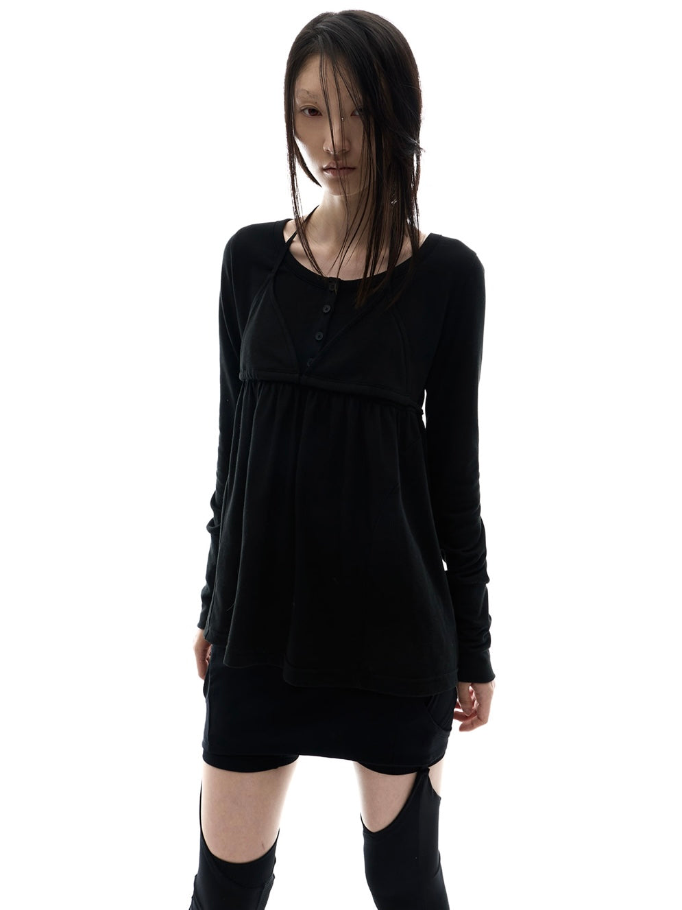 【OJOS】Layered Bra Flare Top
