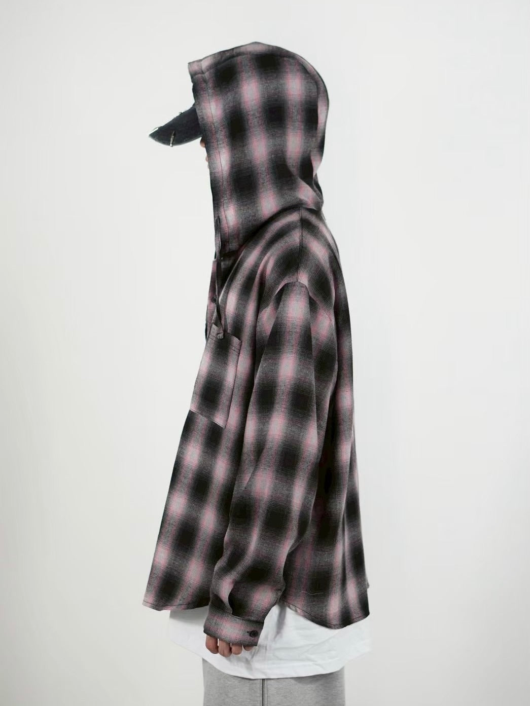 受注制【Chikashitsu +】tartan check hooded shirt (3color)