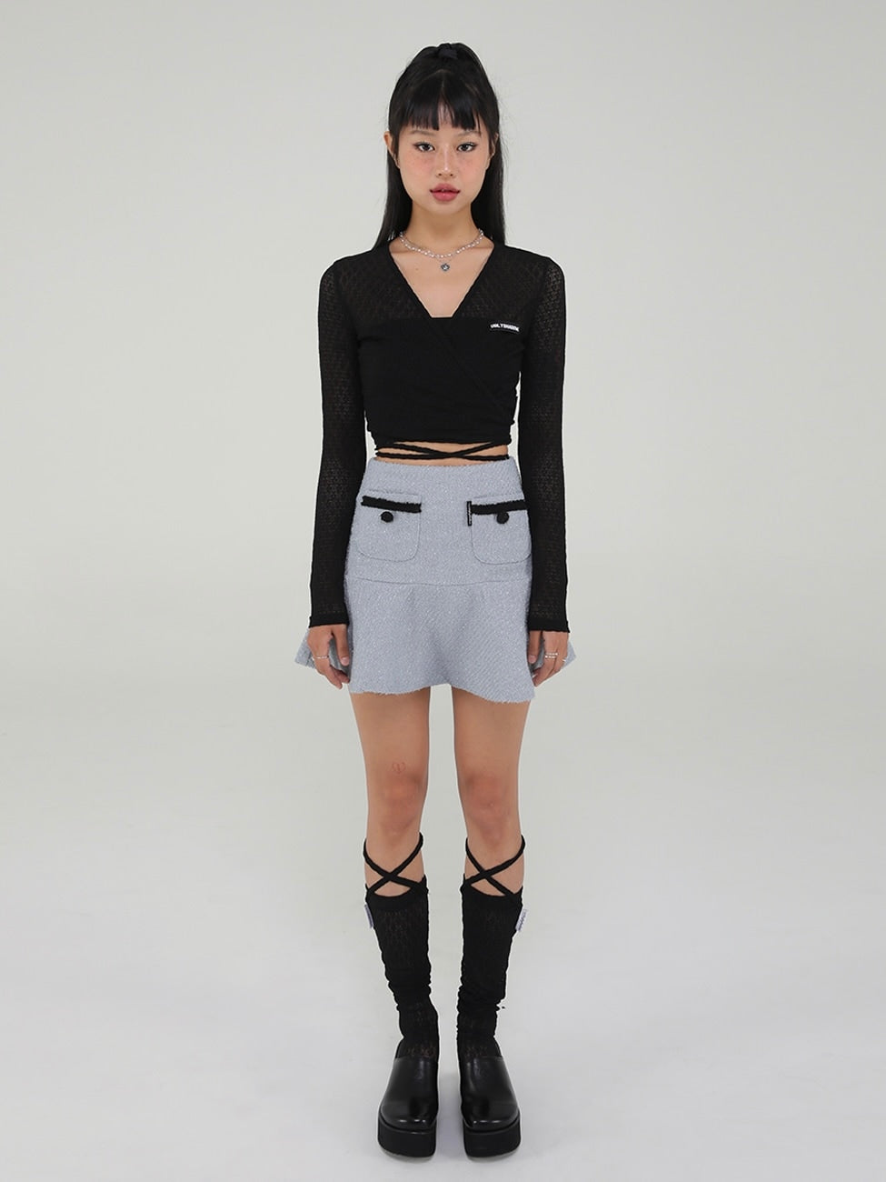 12/21 20:00 再販【Uglyshadow】LACE LONG SOCKS (5color)