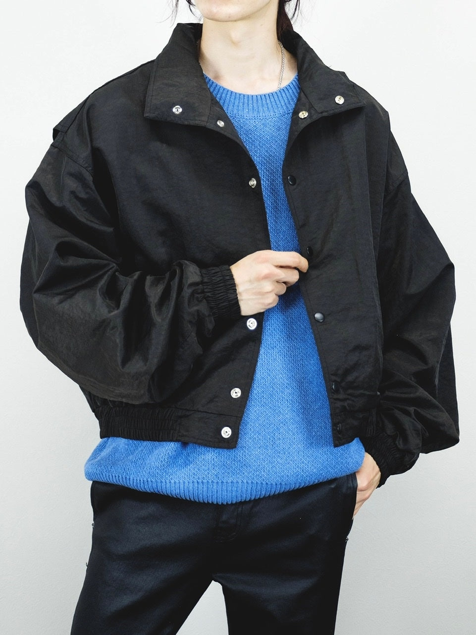 受注制【Chikashitsu +】design cropped blouson (2color)