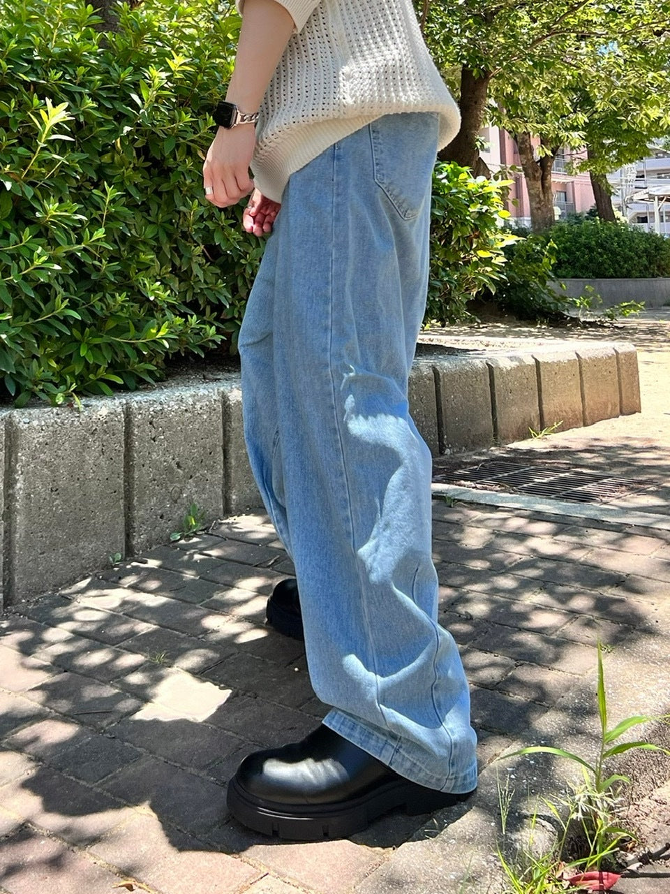 受注制【Chikashitsu +】super wide denim pants (4color)