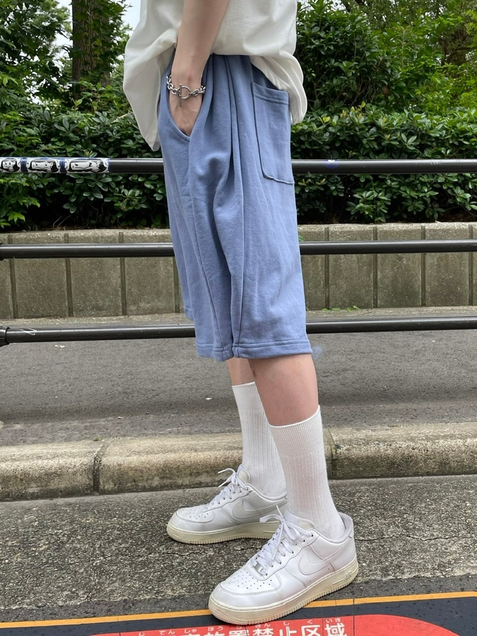 受注制【Chikashitsu +】side button sweat shorts (3color)