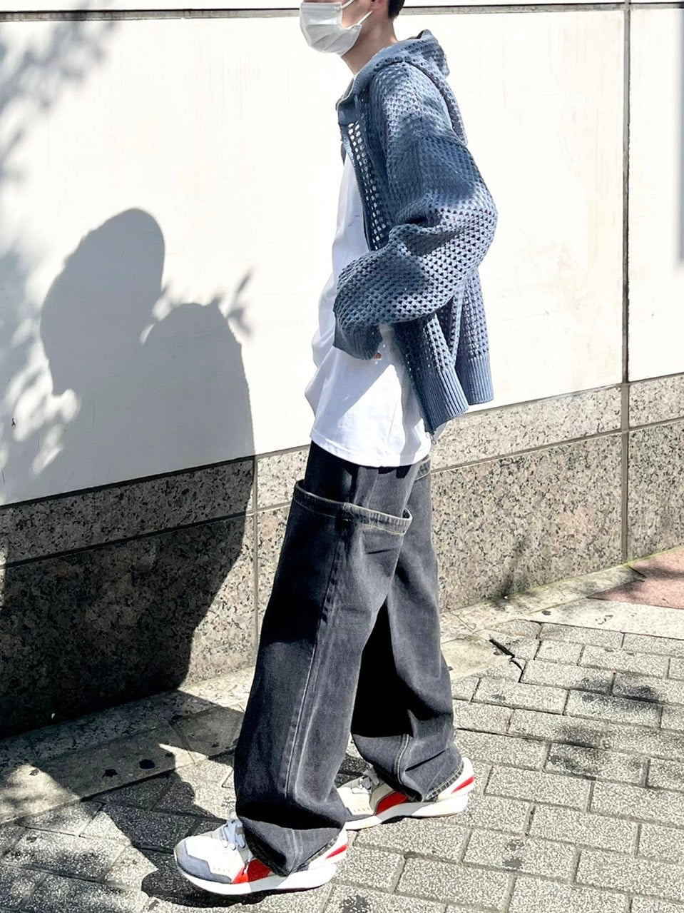 受注制【Chikashitsu +】docking 2way denim pants