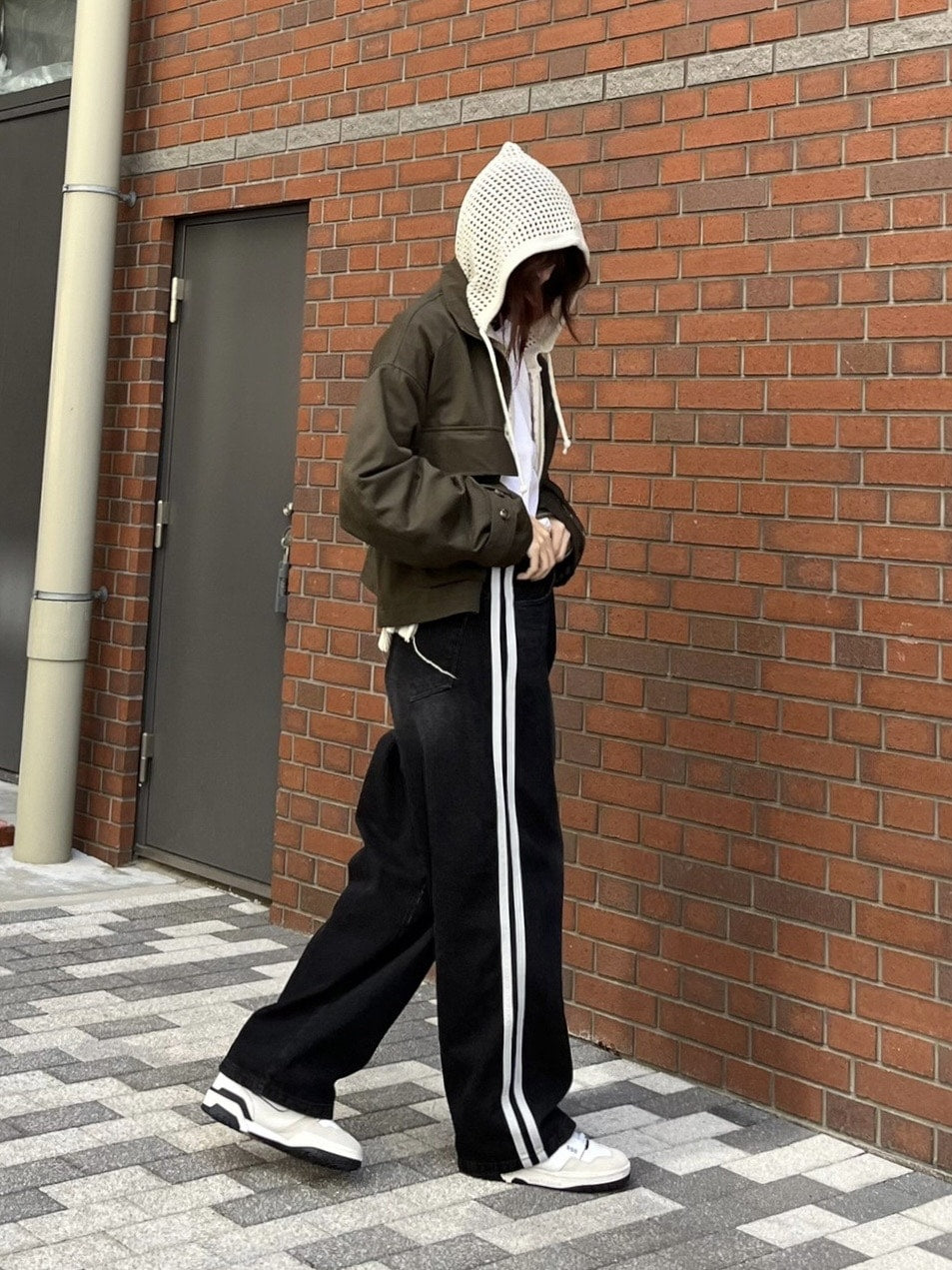 受注制【Chikashitsu +】oversized side line denim pants (2color)