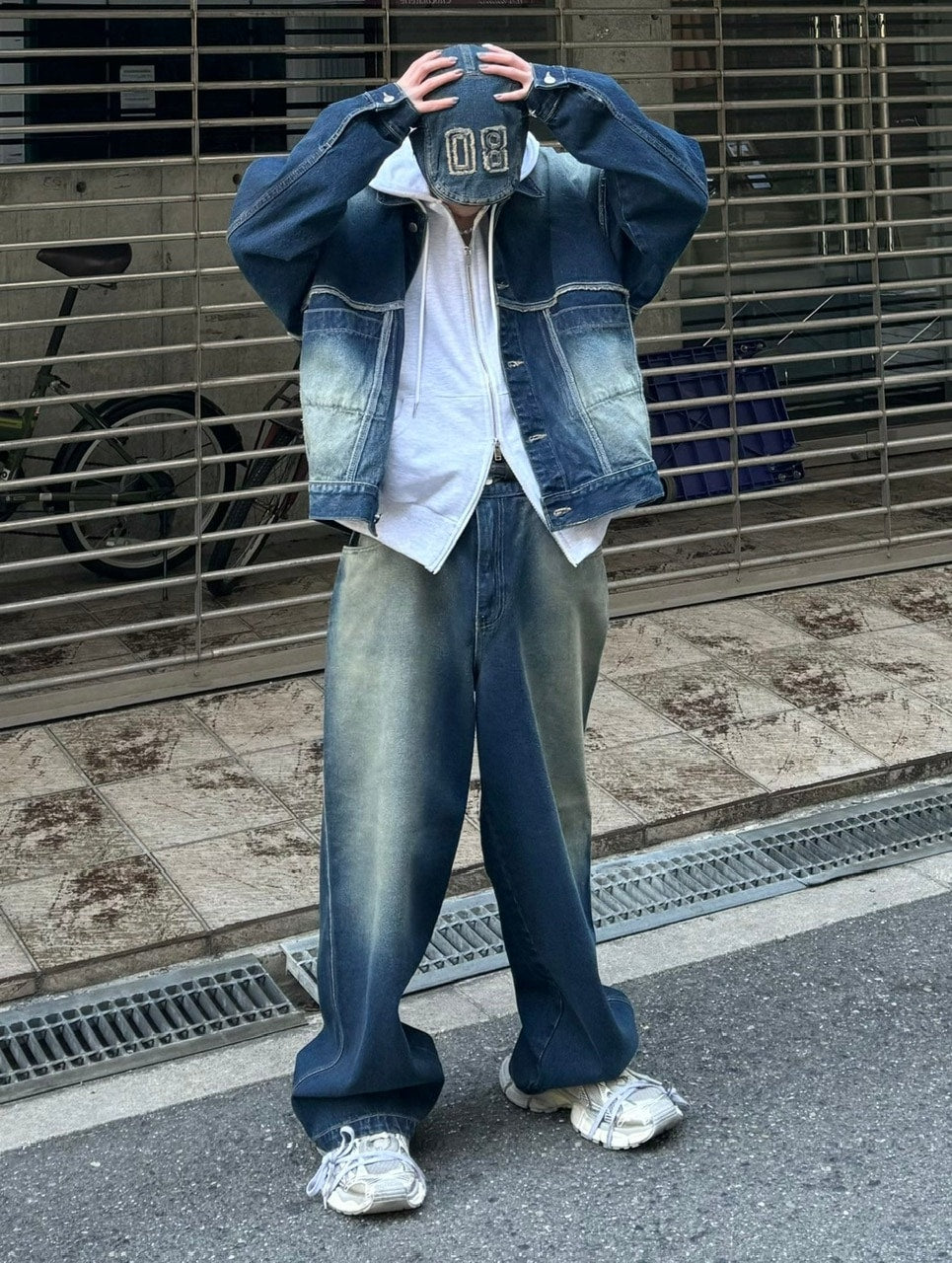 受注制【Chikashitsu +】vintage wash denim jacket (2color)