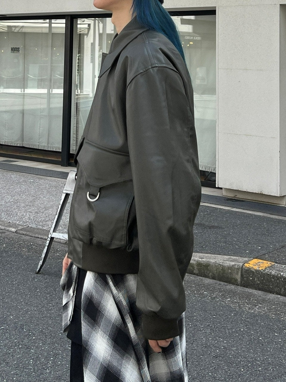 大阪店WEB限定【Chikashitsu +】double pocket leather jumper (3color)