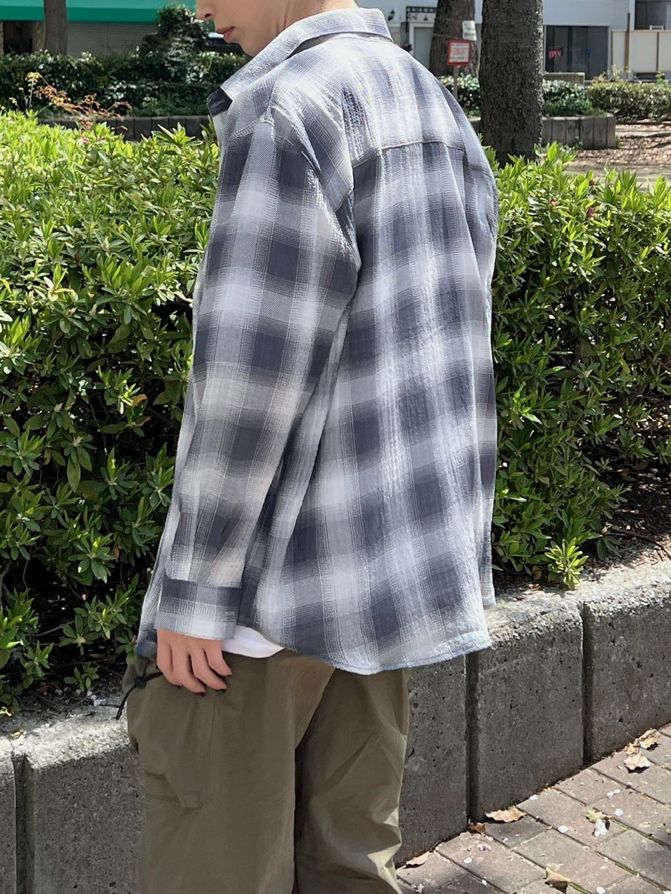 大阪店WEB限定受注制【Chikashitsu +】over fit shadow check shirt (3color)