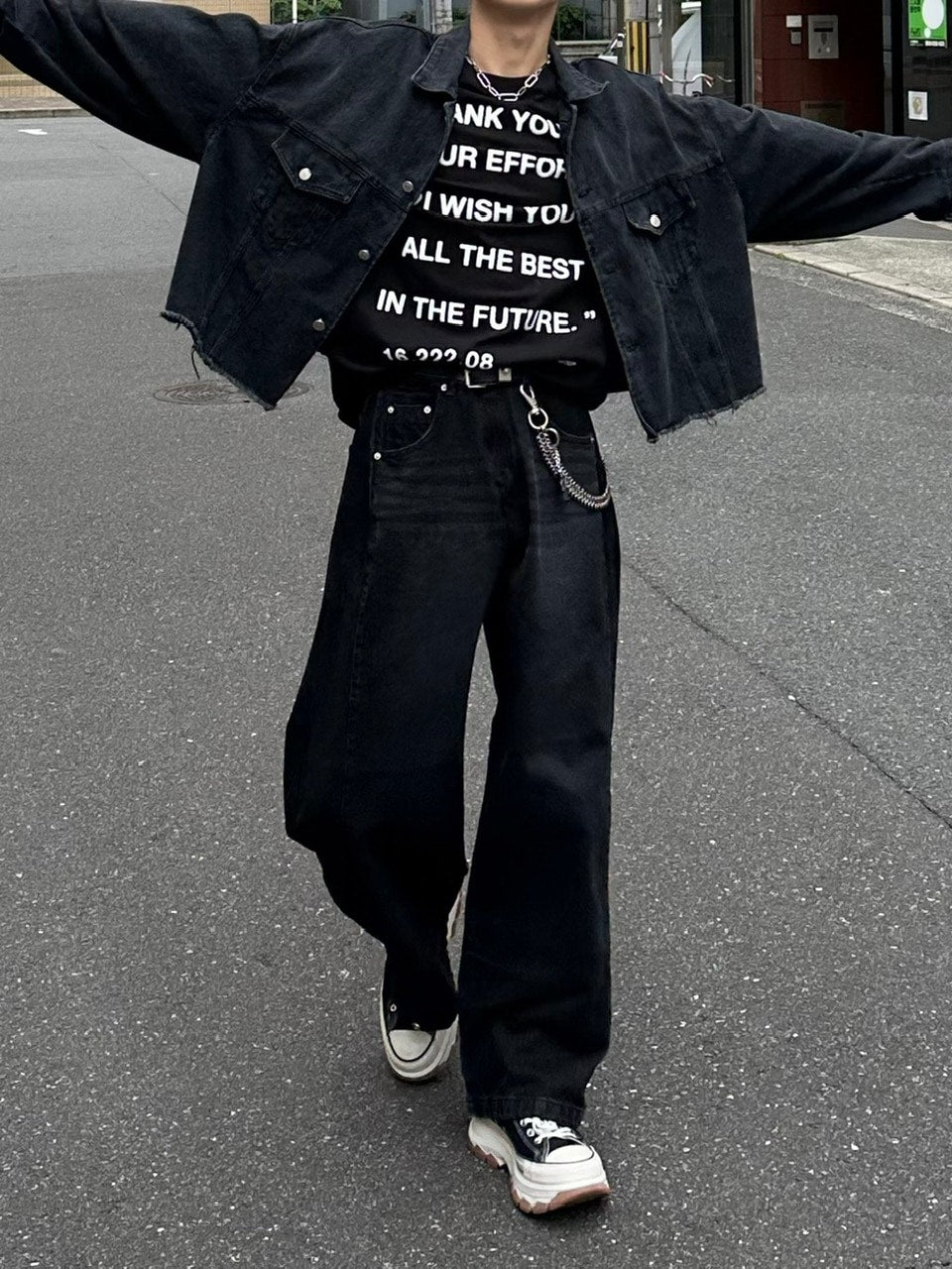 大阪店WEB限定受注制【Chikashitsu +】cutting cropped denim jacket (3color)