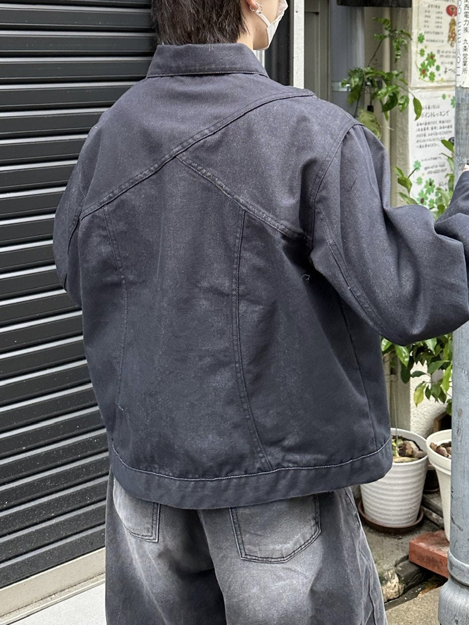 受注制【Chikashitsu +】set up design denim short jacket (2color)