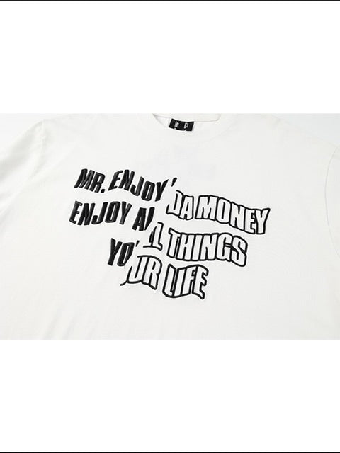 【MR. ENJOY DA MONEY】Cutting font short sleeves