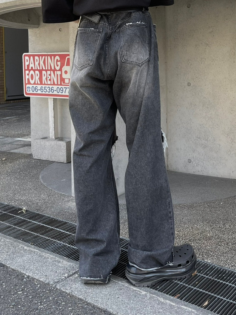 大阪店WEB限定【Chikashitsu +】vintage crash denim pants (2color)