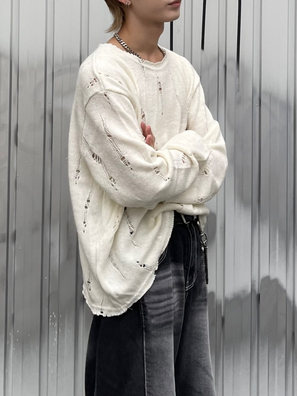 大阪店WEB限定受注制【Chikashitsu +】damage mohair knit (3color)
