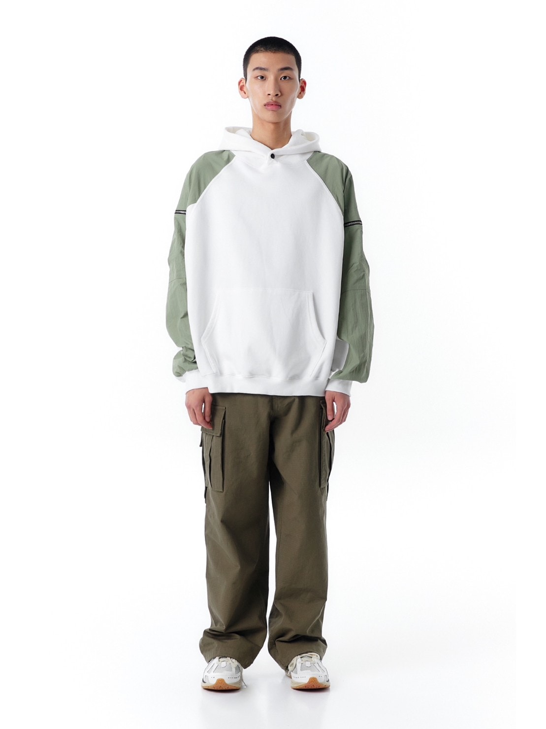 【OY】PANEL CONTRAST POCKET HOODIE