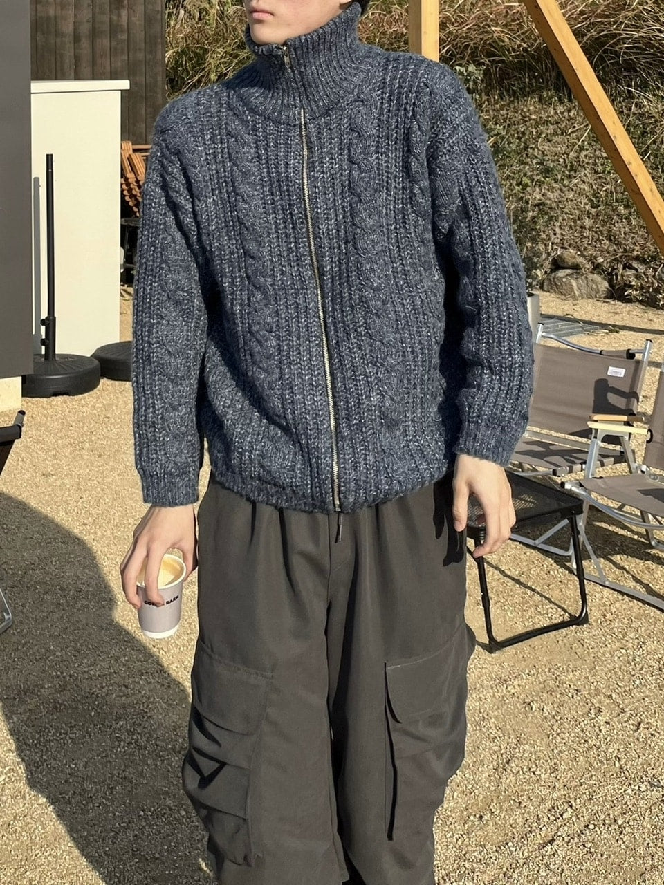 受注制【youll】zip up cable knit (5color)