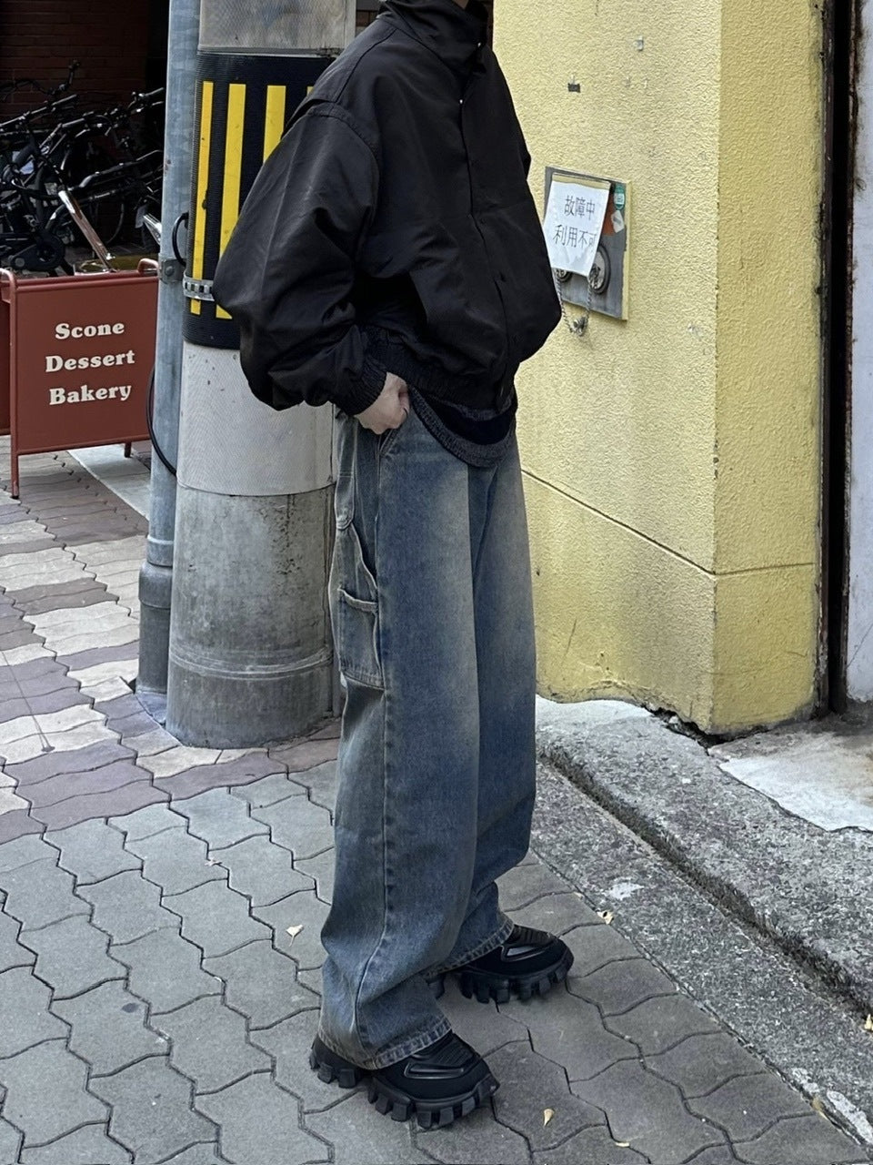 大阪店WEB限定受注制【Chikashitsu +】vintage wash carpenter denim pants (2color)