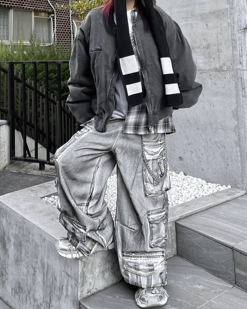 【Never mind the XU】pocket cargo denim pants 2 (2color) / 【ネバーマインドザエックスユー】ポケットカーゴワイドデニムパンツ