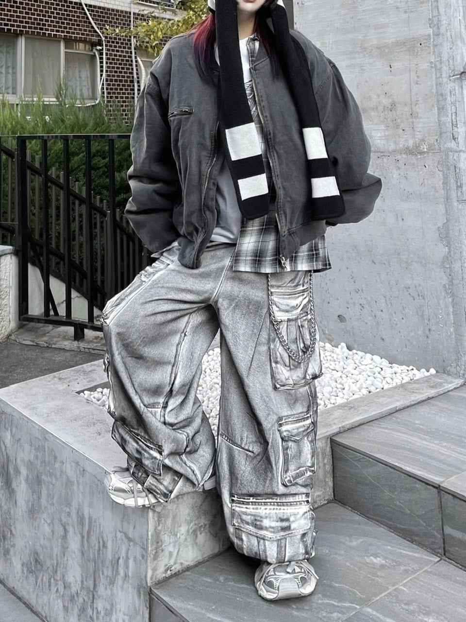 【Never mind the XU】pocket cargo denim pants 2 (2color) / 【ネバーマインドザエックスユー】ポケットカーゴワイドデニムパンツ