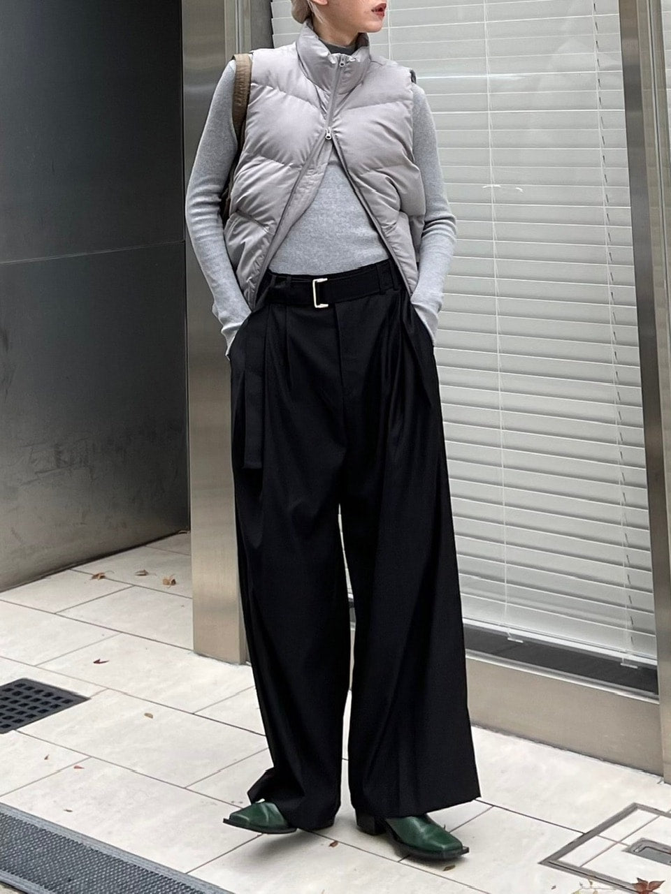 受注制【Chikashitsu +】belt wide slacks (3color)