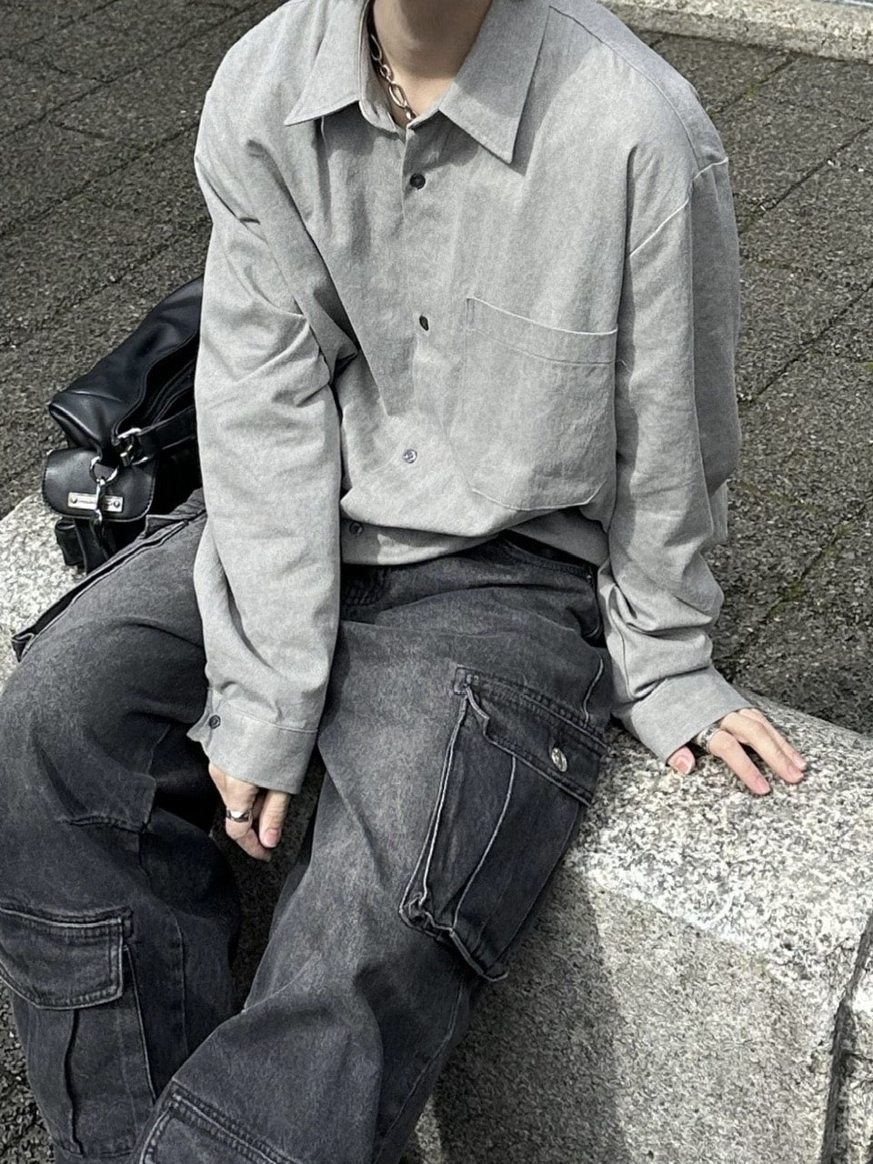 大阪店WEB限定受注制【Chikashitsu +】pigment draw code shirt (2color)