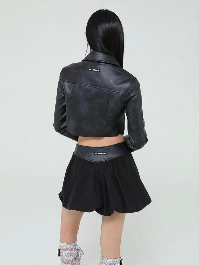 【Uglyshadow】VINTAGE LEATHER PUMPKIN SKIRT