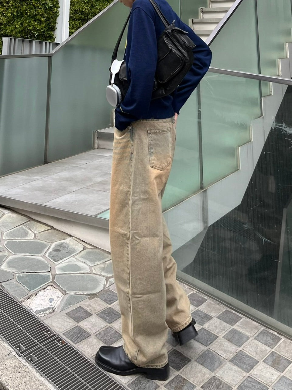 【Chikashitsu +】vintage wash semi wide denim pants 3 / 【チカシツプラス】ヴィンテージウォッシュセミワイドデニムパンツ