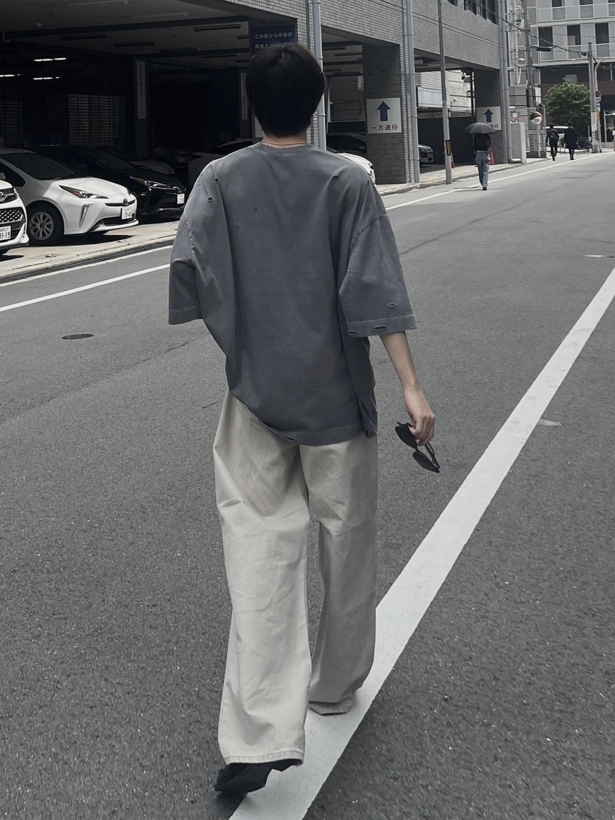 【Chikashitsu +】pigment damage overfit t-shirt (2color)