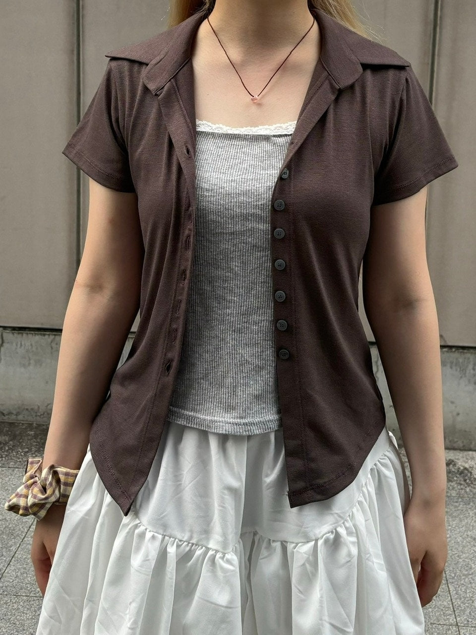 受注制【OaKS】slim collar short sleeve (4color)