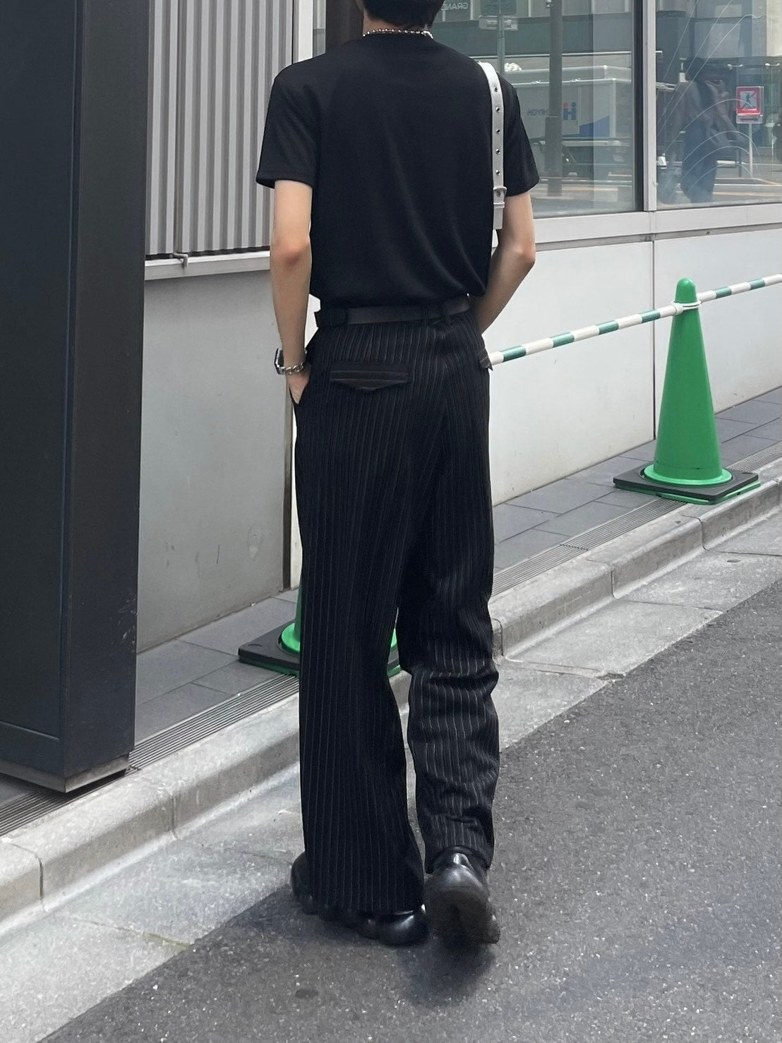 受注制【Chikashitsu +】stripe tuck slacks / 【チカシツプラス】ストライプボーダータックスラックス