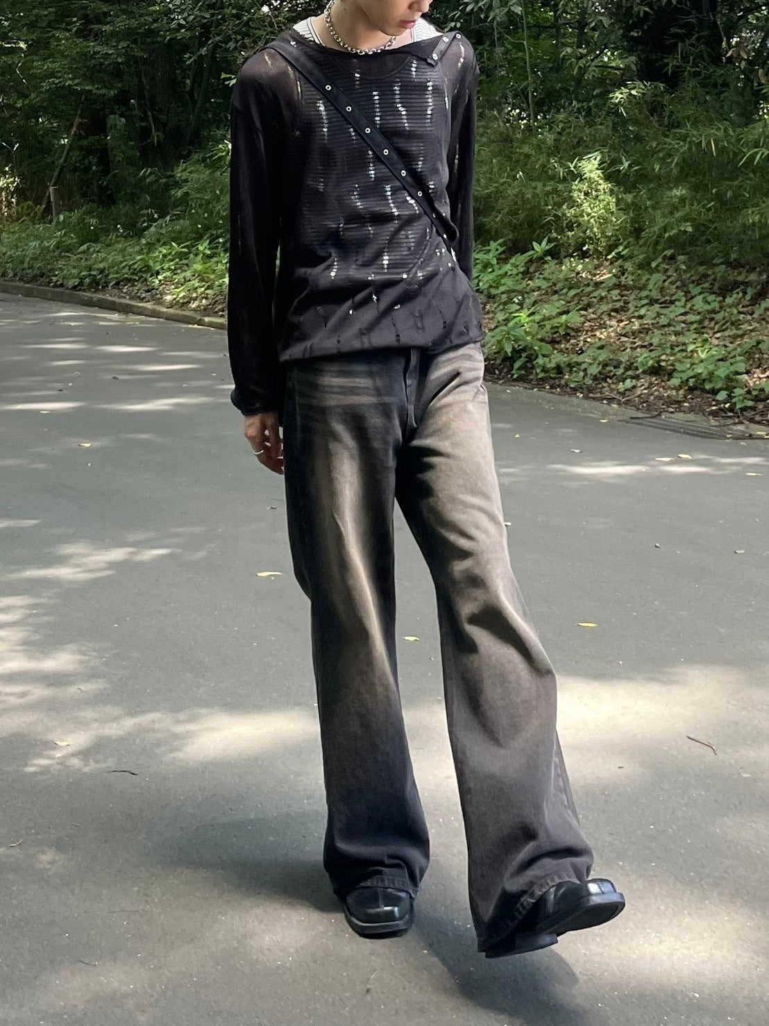 受注制【Chikashitsu +】shoulder button damage summer knit (3color)