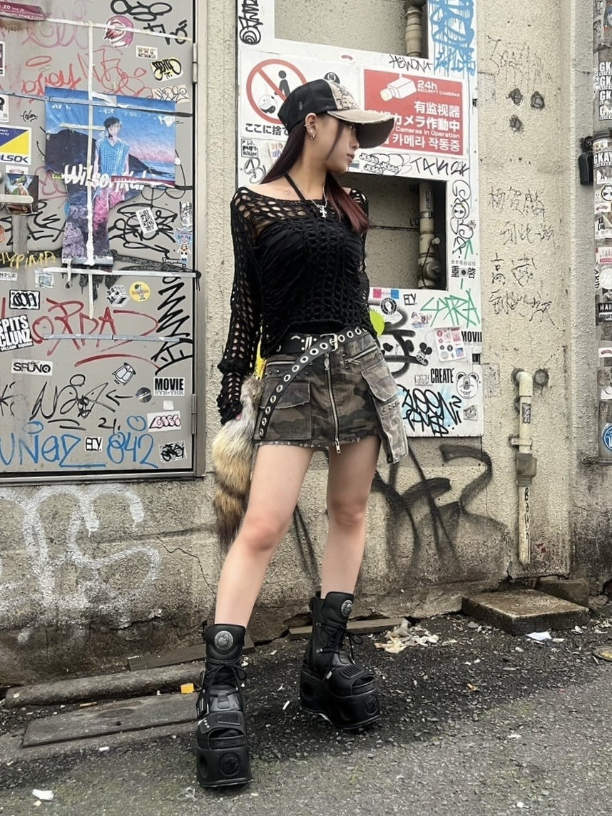 受注制【Never mind the XU】damage summer knit (3color)