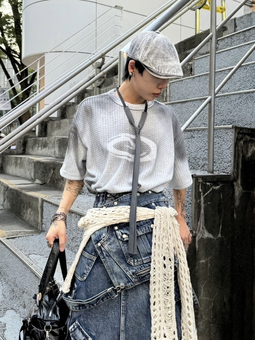 受注制【Never mind the XU】washing waffle tee (3color)