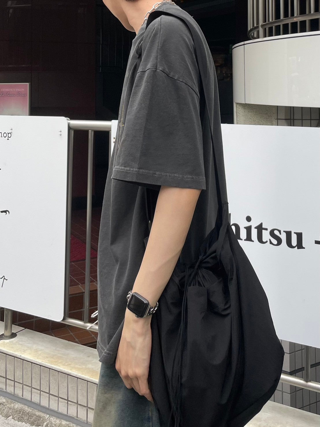 受注制【Chikashitsu +】pigment cross print t-shirt (2color)