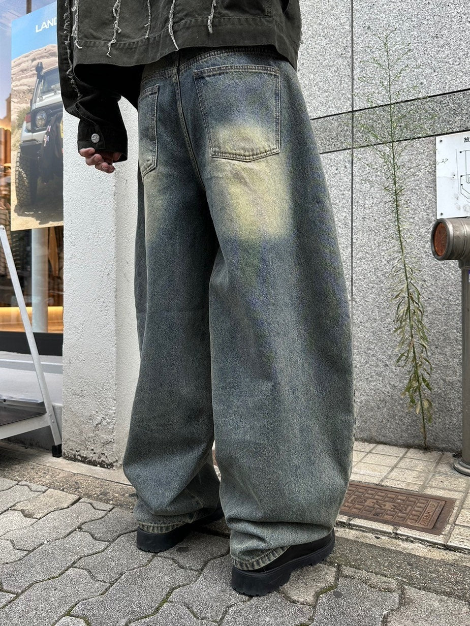 受注制【Chikashitsu +】super buggy denim pants (3color) / 【チカシツプラス】スーパーバギーデニムパンツ