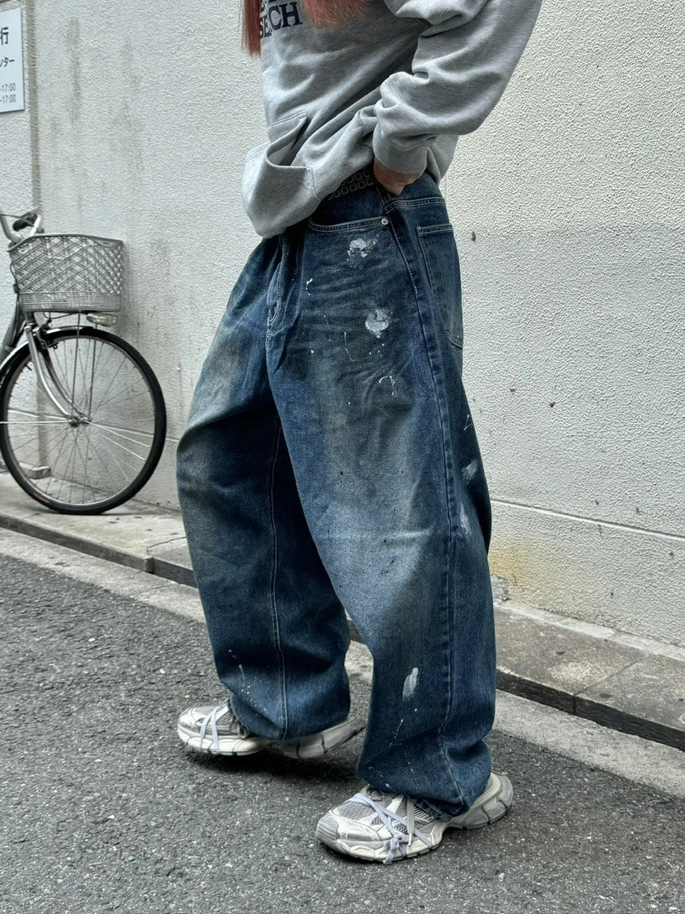 受注制【Chikashitsu +】painted buggy denim pants / 【チカシツプラス】ペイントバギーパンツデニムパンツ