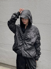 受注制【oaks】shirring design nylon jacket (3color)