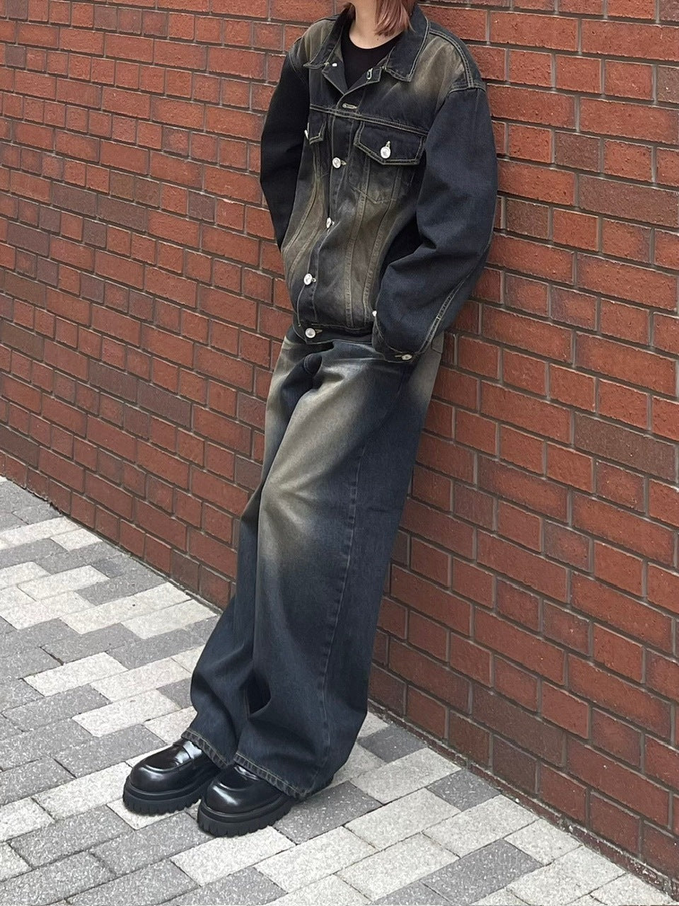 受注制【Chikashitsu +】vintage wash straight denim pants (2color) / 【チカシツプラス】ヴィンテージウォッシュストレートデニムパンツ
