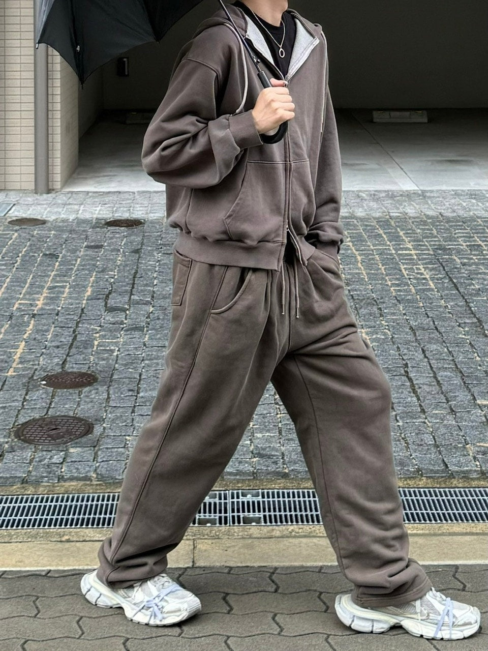 受注制【Chikashitsu +】unisex pigment wash string sweat pants (4color)