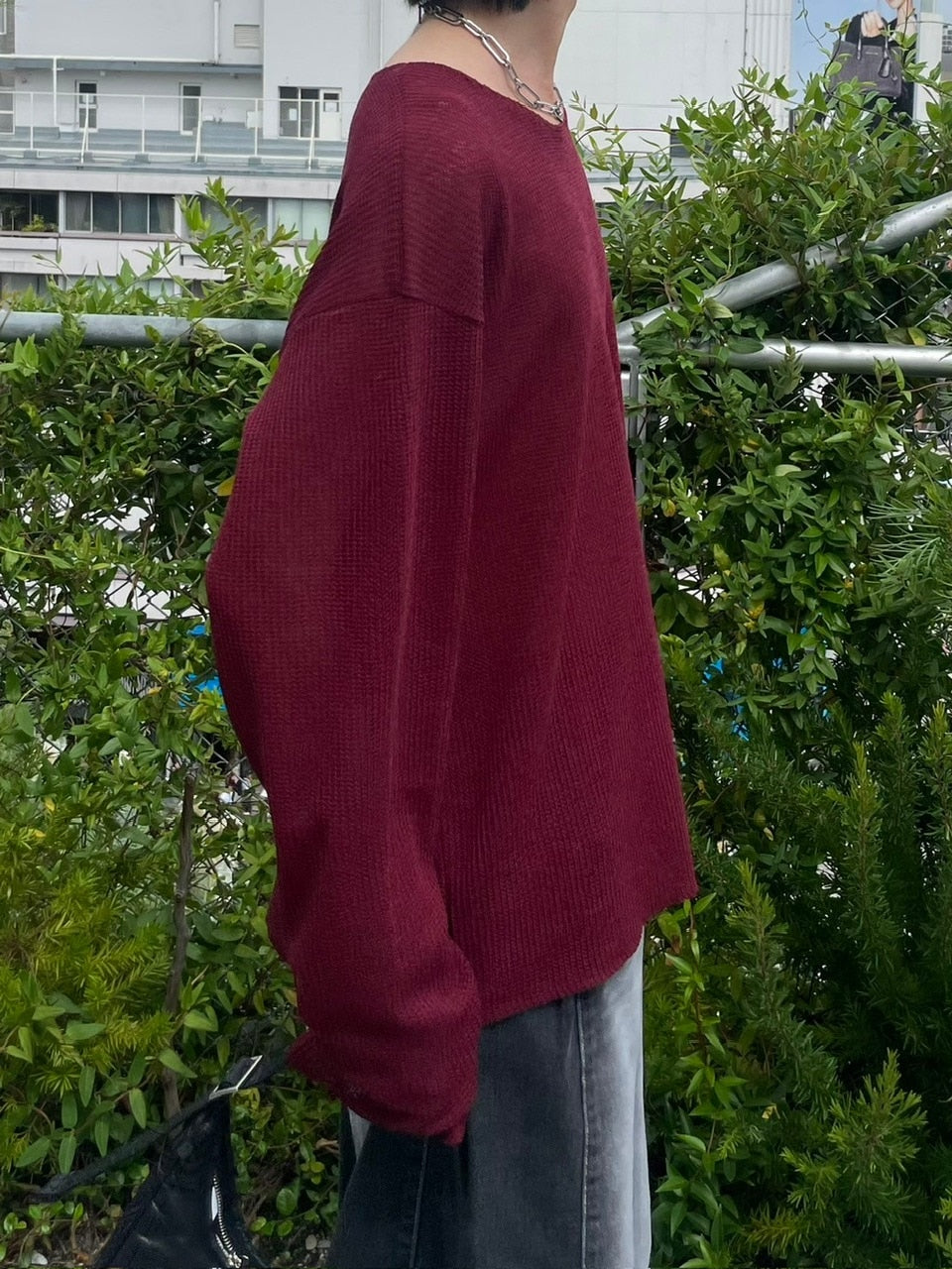 受注制【Chikashitsu +】wide neck light knit (4color)