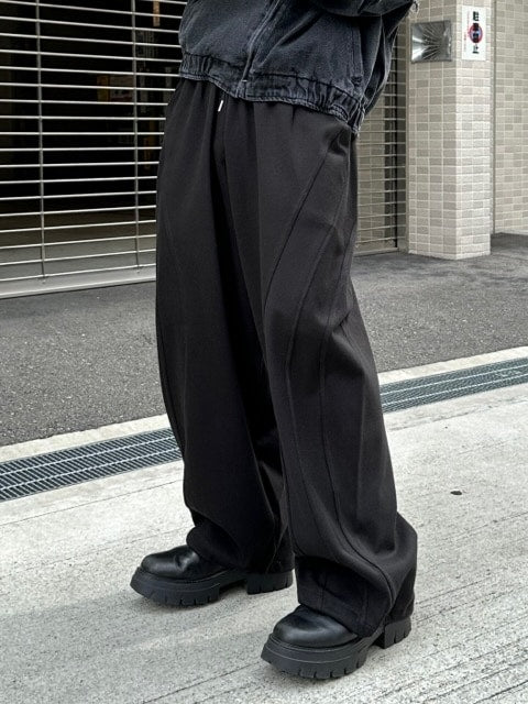 受注制【Chikashitsu +】curve stitch straight sweat pants (3color) / 【チカシツプラス】カーブスティッチストレートスウェットパンツ