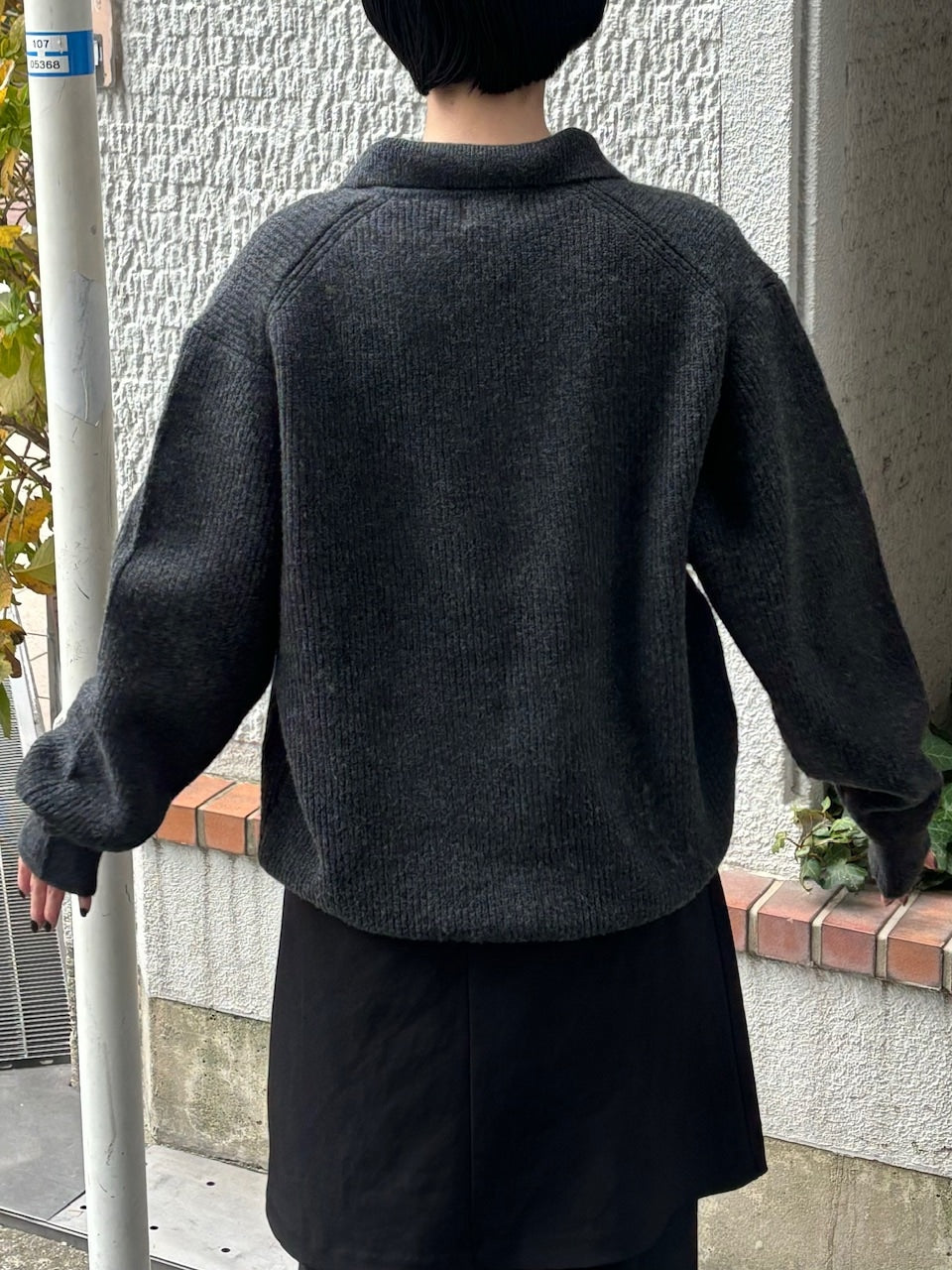 受注制【Chikashitsu +】wool touch lib knit polo (4color) / 【チカシツプラス】ウールタッチリブ長袖ニット