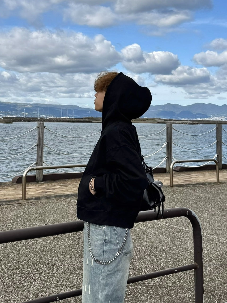 国際配送【RENOL】cropped zip up hoodie (2color)