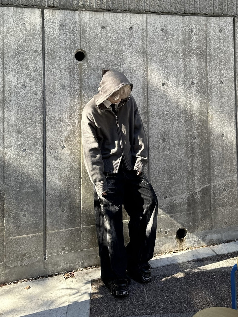 大阪店WEB限定受注制【Chikashitsu +】full zip up knit hoodie (3color)