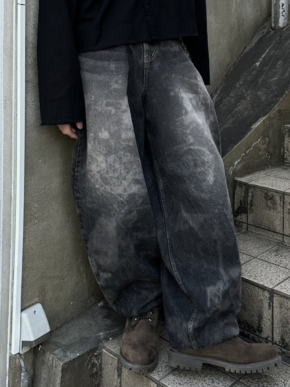 大阪店WEB限定受注制【Chikashitsu +】dirty wash balloon denim pants